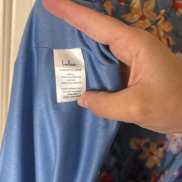 NWOT Lulus Botanical Beauty Blue Floral Print Satin Bustier Maxi Dress - Picture 11 of 14